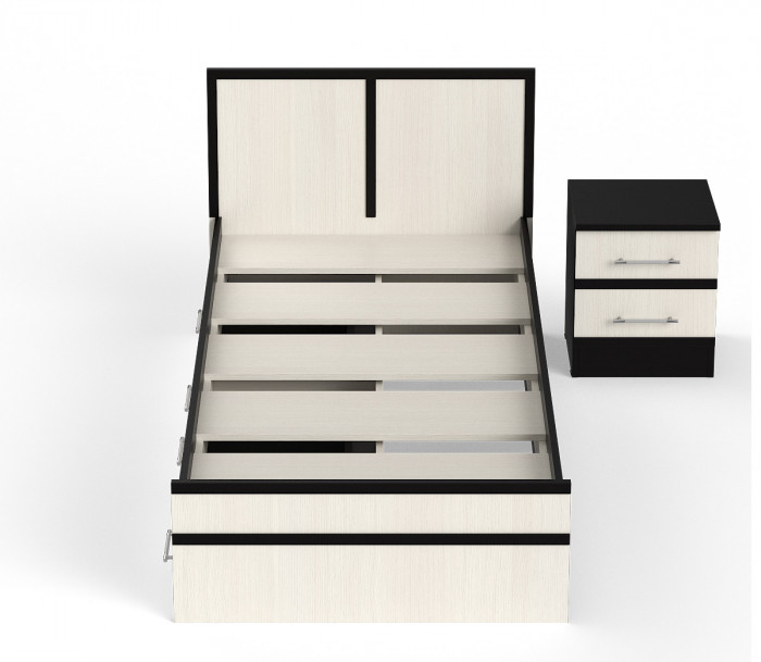 Сакура Кровать с ящиками 0900 + тумба, венге/дуб лоредо