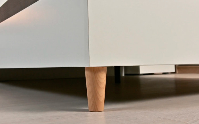 Муссон Кровать 11.41 + ортопед + Тумба 16.03 + Комод 13.97 + Зеркало СВК, цвет белый/дуб эндгрейн элегантный, сп. м. 1600х2000 мм., б/м