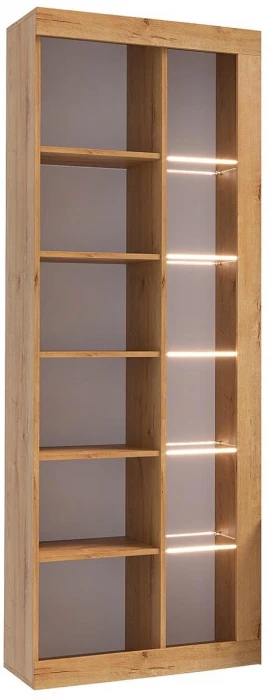 Прага Шкаф-Витрина ЛДСП, вотан/Черный глянец