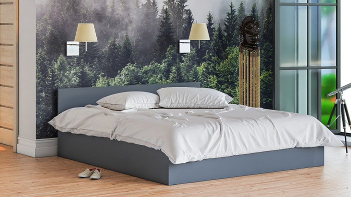 Мори Кровать 1800, цвет графит, ШхГхВ 183,5х203,5х70 см., сп.м. 1800х2000 мм., без матраса, основание есть