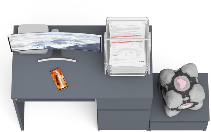 Мори компьютерный стол МС-1 правый + Тумба ТМП400.1, графит