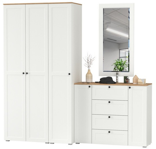 Остин Прихожая 38, белый шагрень/дуб крафт золотой