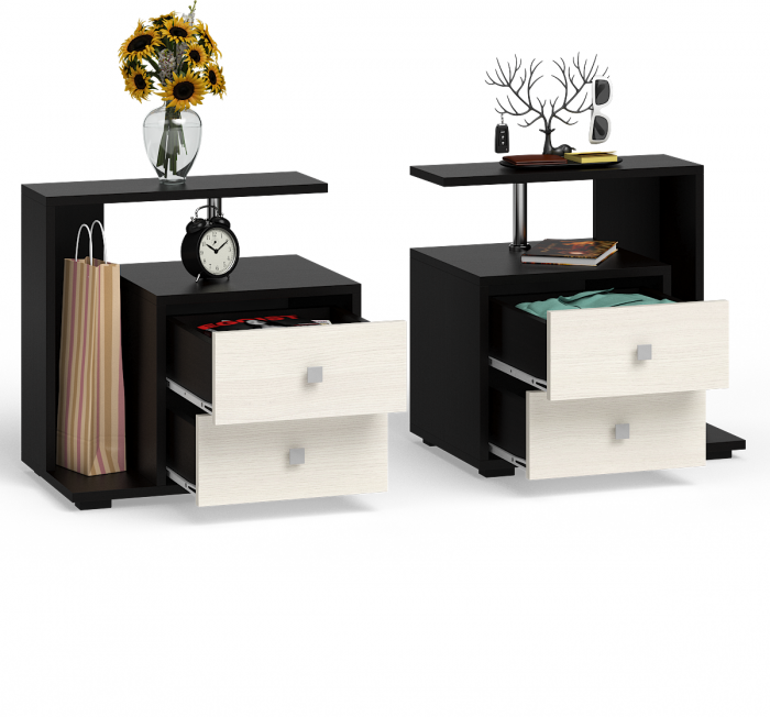 Камелия Тумба прикроватная - комплект из 2 шт.(левая + правая), венге/дуб лоредо