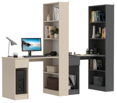 Два Стола письменных Лайт 10.01, сатин/тёмно-серый