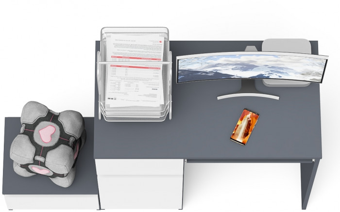 Мори компьютерный стол МС-1 левый + Тумба ТМП400.1, графит/белый