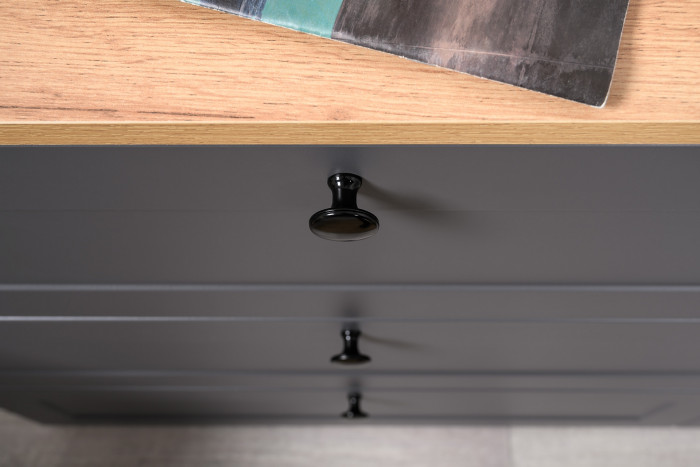 Остин 11.53 Кровать + ортопед + 13.225 Шкаф-пенал + 16.240 Комод, серый графит/дуб крафт золотой