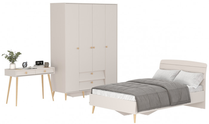 Афина Спальня 14-1200, цвет кашемир серый, сп.м. 1200х2000 мм., б/м, основание есть - фанера