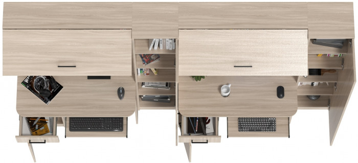 Два стола рабочих 6-0603ТМяс.св Альфа, ясень шимо светлый