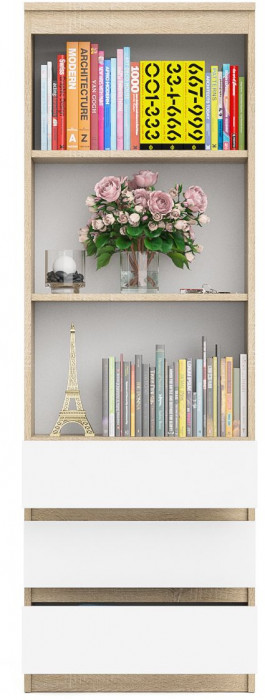 Мори Стеллаж МСТ600.3, дуб сонома/белый