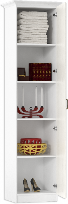 Ливерпуль Шкаф-пенал + карниз, цвет ясень ваниль/белый, ШхГхВ 50х41,4х220,3 см.(без учёта карниза), 58,2х43,5х223,5 см.(с карнизом), универс. сборка