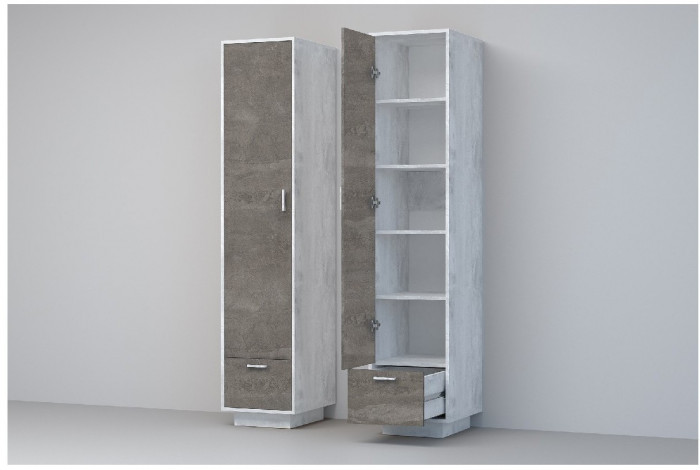 Эго Пенал П-1 ПД (Глянец Белый/Бетон Светлый)