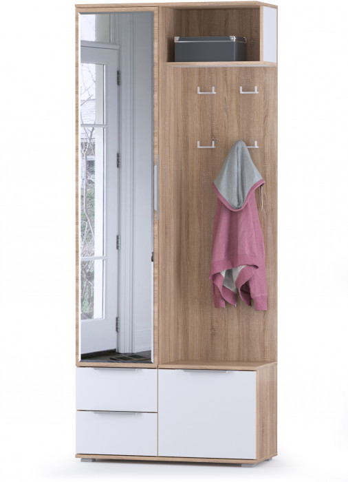 Куба Прихожая 13, дуб сонома/белый премиум