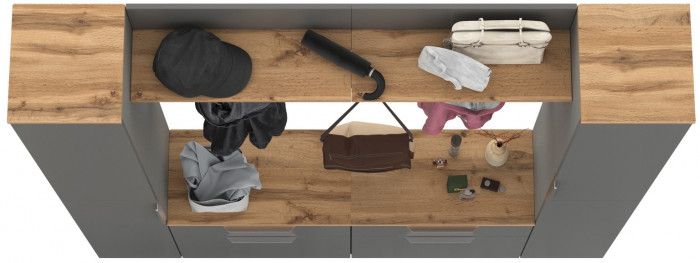 Октава Прихожая 35, серый графит/дуб крафт золотой/фасады МДФ серый графит