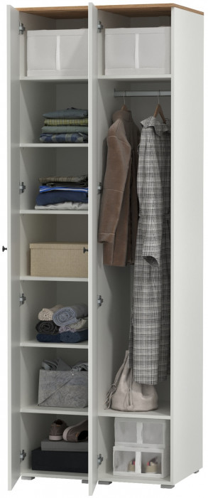 Остин 13.225 Шкаф-пенал 2 шт., белый шагрень/дуб крафт золотой