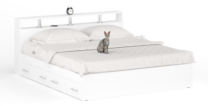 Камелия Кровать с ящиками 1800 + две тумбы, белый