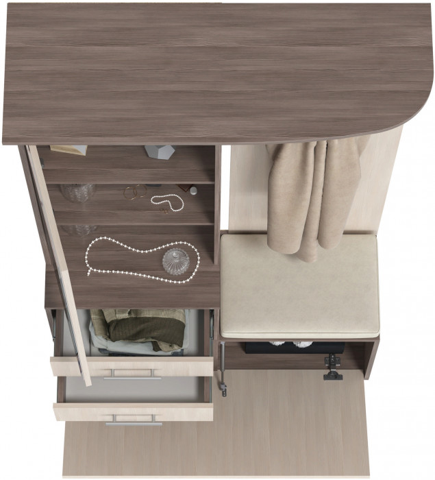 Прихожая 2-3431бод.тем/св Домино - Шкаф с вешалкой, цвет бодега тёмный/бодега светлый, ШхГхВ 100х36х202 см., универсальная сборка