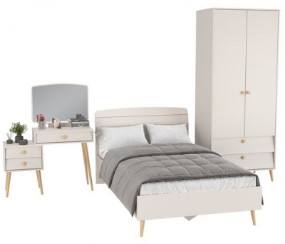 Афина Спальня 03-1200, цвет кашемир серый, сп.м. 1200х2000 мм., б/м, основание есть - фанера