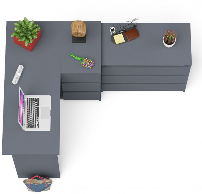 Мори компьютерный стол МС-16 правый + Комод МК800.1, графит