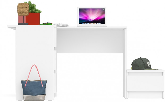 Мори Стол компьютерный МС-16 левый + Тумба ТМП400.1, цвет белый, ШхГхВ 164,8х84,9х76,6 см., выдвижные ящики слева, НЕ универсальная сборка