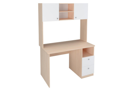 Стол письменный с надстройкой Дуб молочный/Белый
