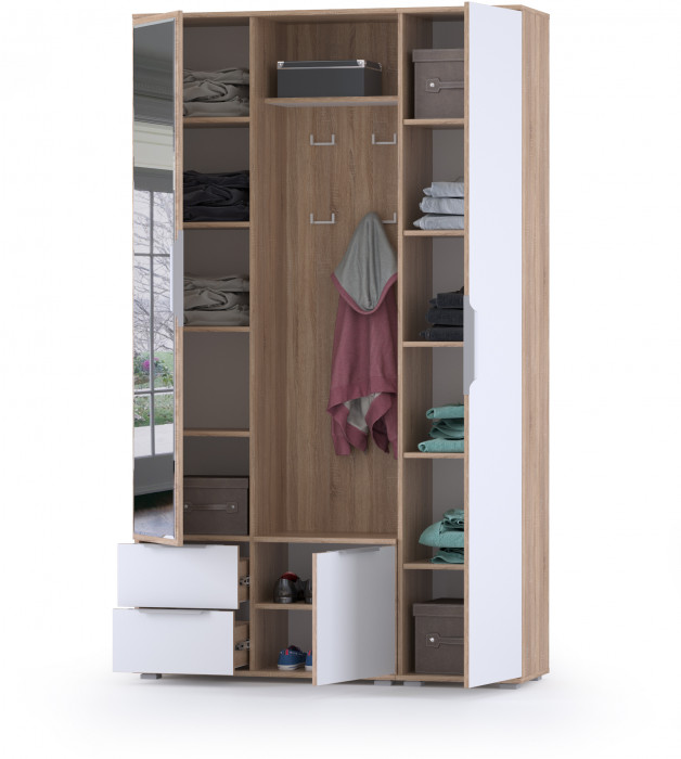 Куба Прихожая 14, дуб сонома/белый премиум