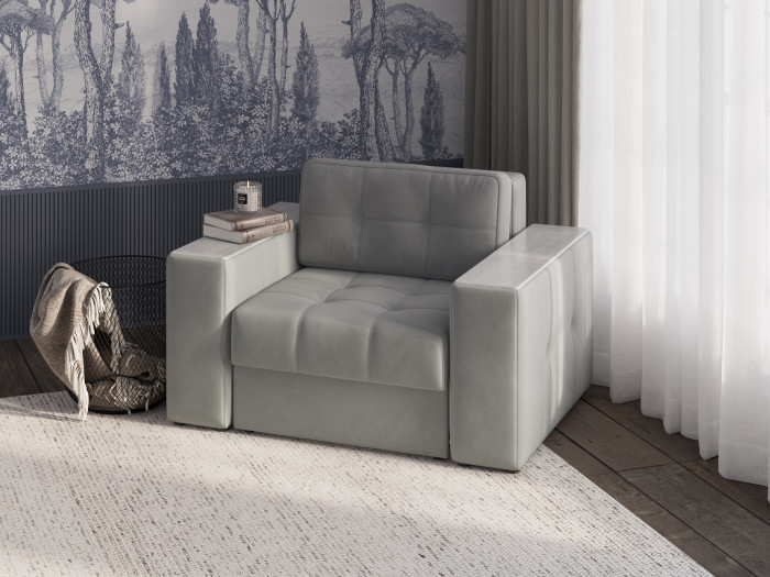 Кресло-кровать Виконт, Светло-серый/Холст белый