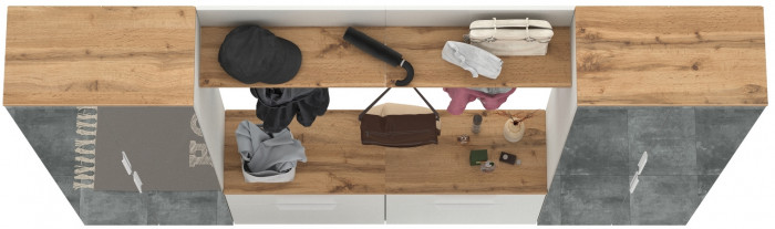 Октава Прихожая 36, белый шагрень/дуб крафт золотой/фасады МДФ белый шагрень