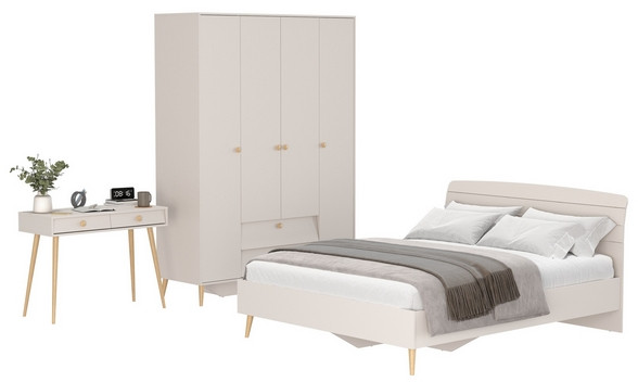 Афина Спальня 14-1600, цвет кашемир серый, сп.м. 1600х2000 мм., б/м, основание есть - фанера