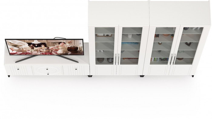 Валенсия Гостиная № 073, ЛДСП белый шагрень/МДФ белый шагрень