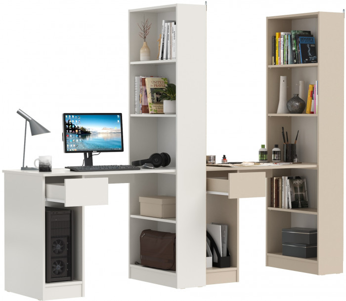 Два Стола письменных Лайт 10.01, белый гладкий/сатин