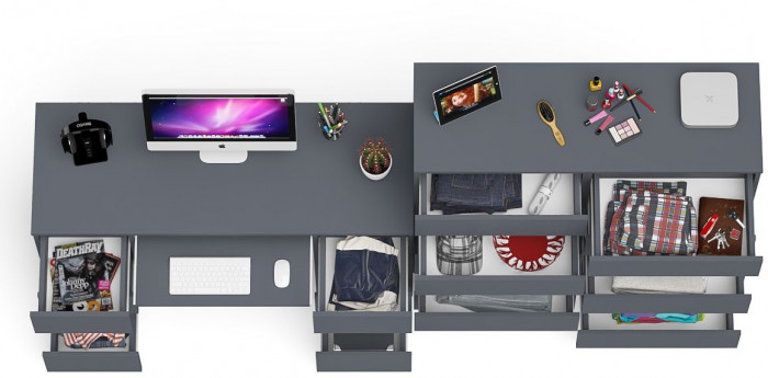 Мори компьютерный стол МС-2 + Комод МК1200.10, графит