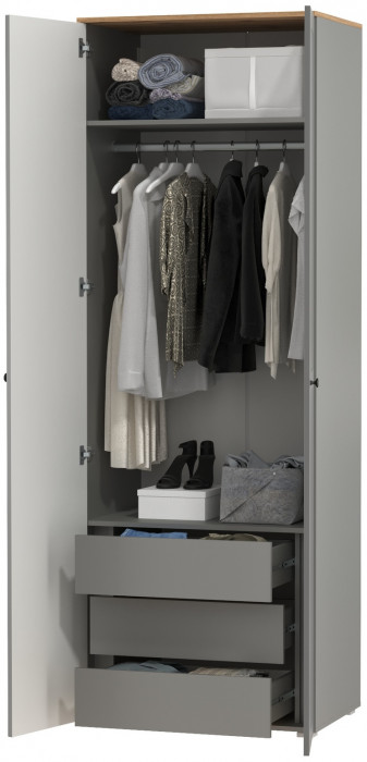 Остин 13.336.02 Шкаф для одежды(две двери), цвет серый графит/дуб крафт золотой, ШхГхВ 80х54,6х229,8 см.