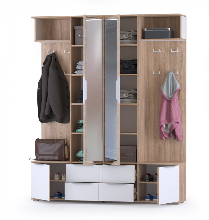 Куба Прихожая 17, дуб сонома/белый премиум