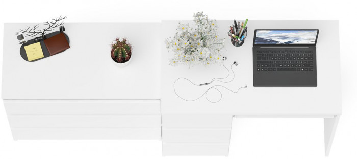 Мори компьютерный стол МС-6 левый + Комод МК800.1, белый