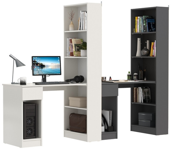 Два Стола письменных Лайт 10.01, белый гладкий/тёмно-серый