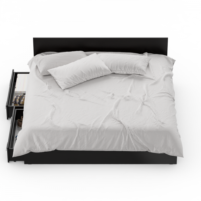 Стандарт Кровать с ящиками 1800, цвет венге, ШхГхВ 183,5х203,5х70 см., сп.м. 1800х2000 мм., без матраса, основание есть