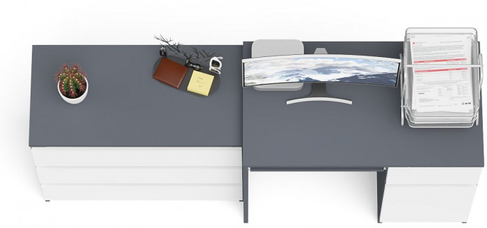 Мори Стол компьютерный МС-1 правый + Комод МК800.1, цвет графит/белый, ШхГхВ 170,4х50х76,6 см., выдвижной ящик справа, НЕ универсальная сборка