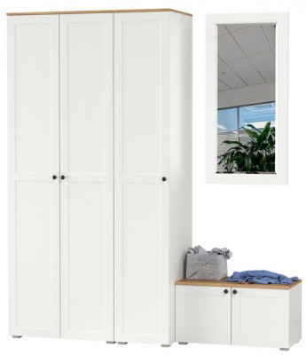 Остин Прихожая 42, белый шагрень/дуб крафт золотой