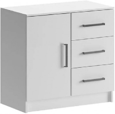 Бася Комод 3 ящика 1 дверь (Белый)
