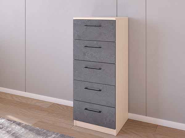 Комод 02/16 45х40х110 Дуб молочный/Железный Камень