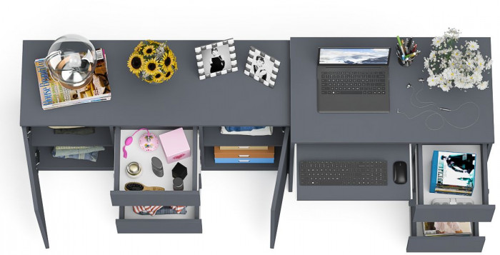 Мори компьютерный стол МС-6 правый + Комод МК1200.3, графит