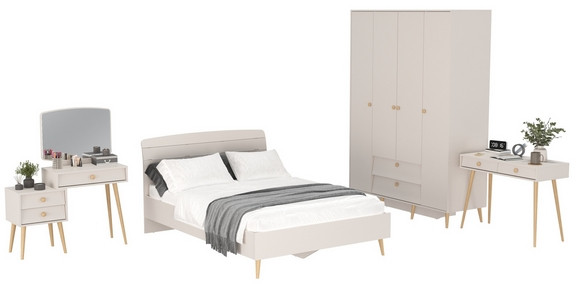 Афина Спальня 15-1400, цвет кашемир серый, сп.м. 1400х2000 мм., б/м, основание есть - фанера