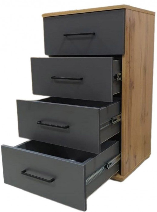 Бруно Комод узкий Дуб Вотан / Серый графит