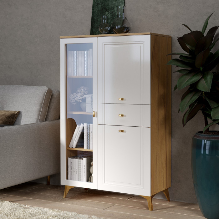 Шкаф низкий (1 стеклодверь) Вега Сапфир