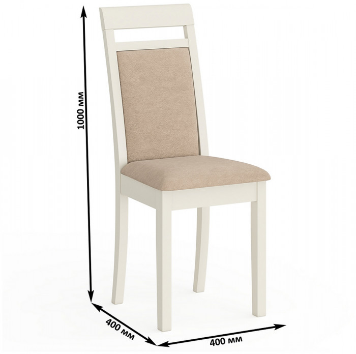 Два стула Мебель--24 Гольф-12 разборных, цвет слоновая кость, обивка ткань велюр бежевый 05, 40х40х100 см., от пола до верха сиденья 47 см.(мягк сп.)