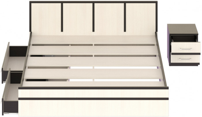 Сакура Кровать с ящиками 1800 + тумба, венге/дуб лоредо