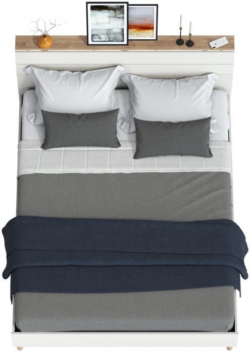 Муссон Кровать 11.41 + ортопед, цвет белый/дуб эндгрейн элегантный, ШхГхВ 165,6х221,7х103 см., сп. м. 1600х2000 мм., б/м