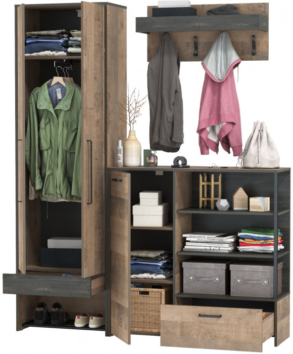 Трувор Прихожая 201, дуб гранж песочный/интра