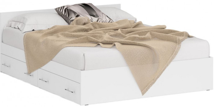 Кровать с ящиками 1600 + угловой шкаф Стандарт, белый