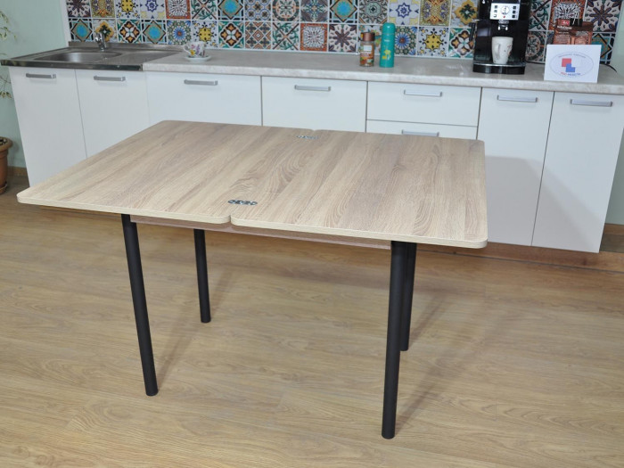 Симпл стол обеденный раскладной с ящиком / Дуб сонома/черный